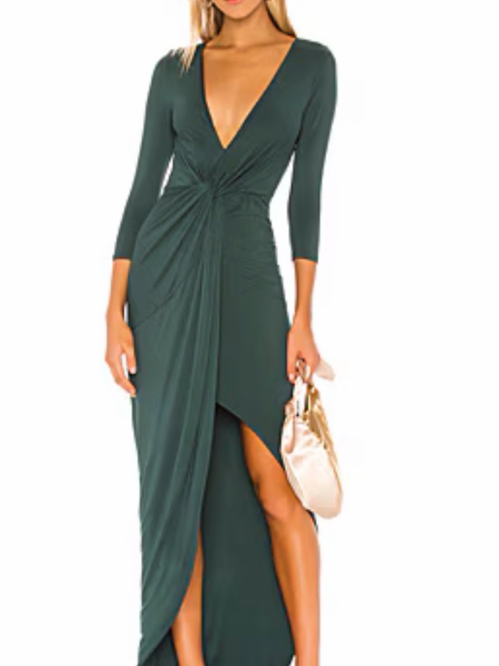 Lovers + Friends Emerald Green Knot-Front Maxi Dress